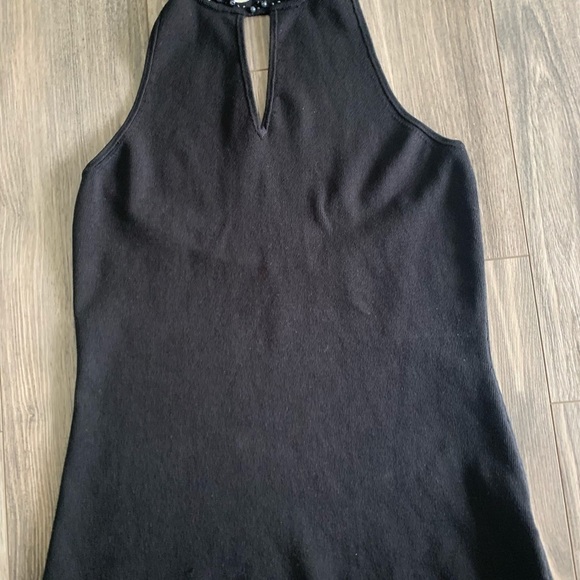 Reba silk blend beaded collar black semi formal halter top dark romantic Medium - Picture 4 of 10
